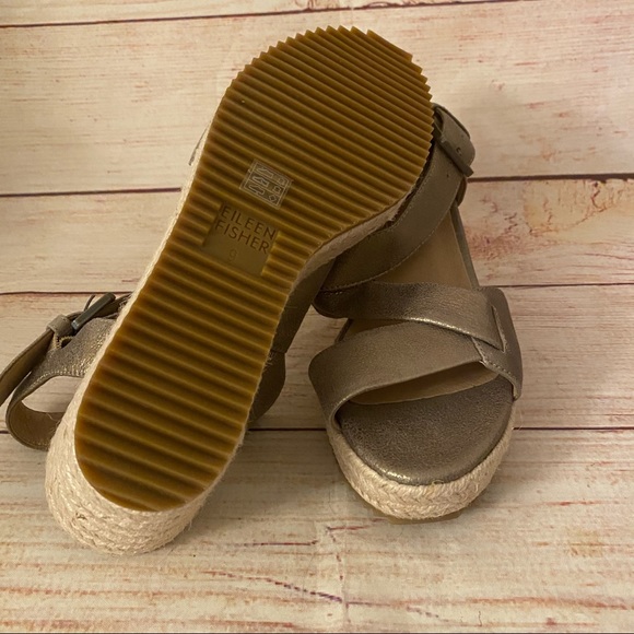 Eileen Fisher Beckon Metallic Espadrille Wedges - Picture 9 of 9